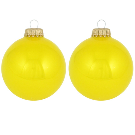 Krebs Kerstballen - 8x st - neon geel - 7 cm - glas