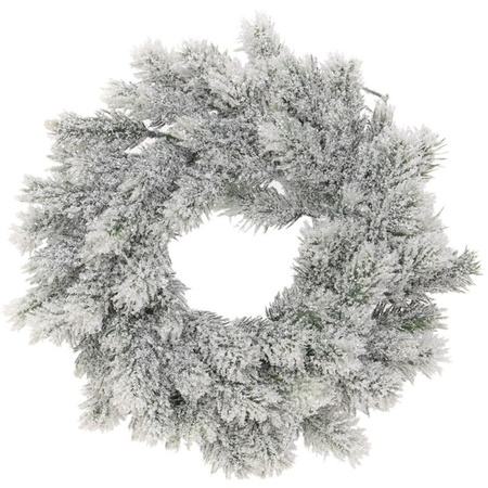 Kerstkrans met sneeuw 35 cm incl. verlichting warm wit 4m