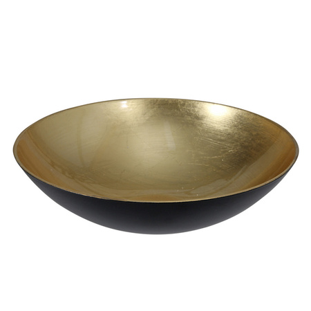 Plastic plate/tray bowl gold round D28 cm