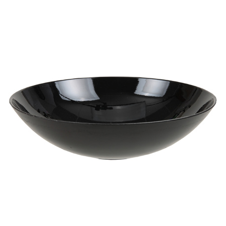 Plastic plate/tray bowl black round D28 cm