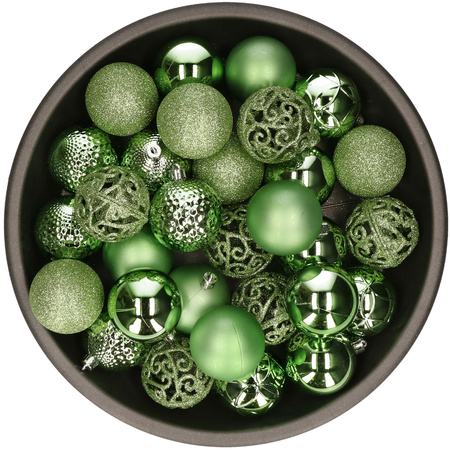 Kunststof kerstballen 37x stuks groen 6 cm