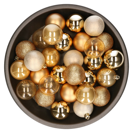 Kunststof kerstballen 48x stuks goud 6 cm