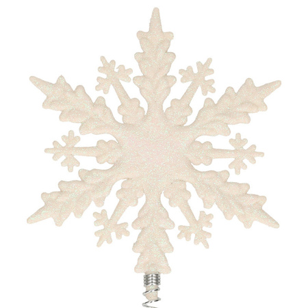 Plastic christmas tree snowflake tree topper glitter white 20 cm