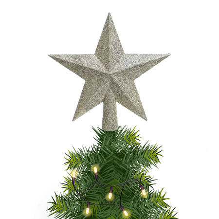 Christmas tree topper star glitter champagne 19 cm