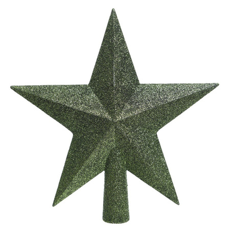 Christmas tree topper star glitter dark green 19 cm