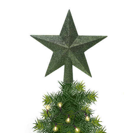 Christmas tree topper star glitter dark green 19 cm