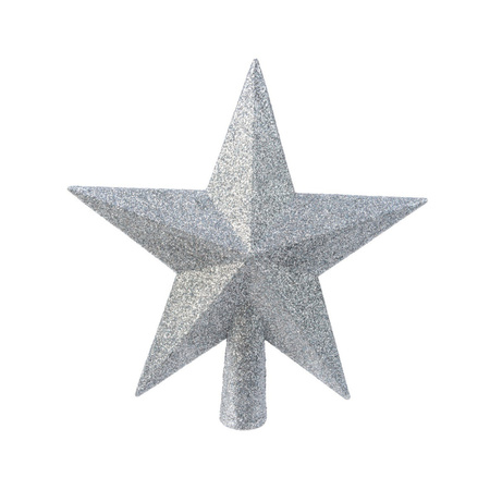 Christmas tree topper star glitter light blue 19 cm