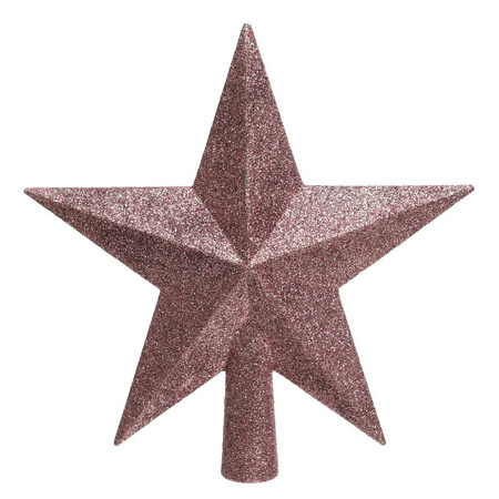 Glitter piek in stervorm oud roze 19 cm kunststof/plastic