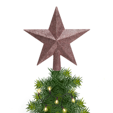 Christmas tree topper star glitter dusty pink 19 cm