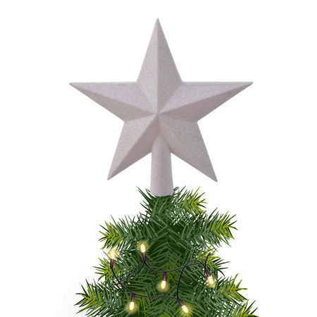 Christmas tree topper star glitter pearlescent white 19 cm
