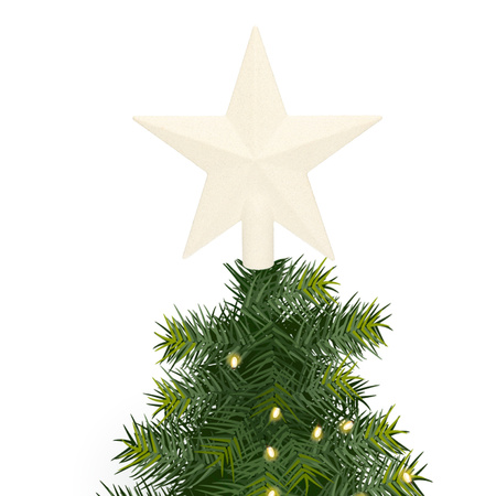 Kunststof piek kerst ster wit met glitters H19 cm