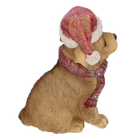 Polystone Labrador met kerstmuts