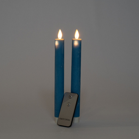 Anna Collection LED dinerkaarsen - 2x st - denim blauw - 23 cm
