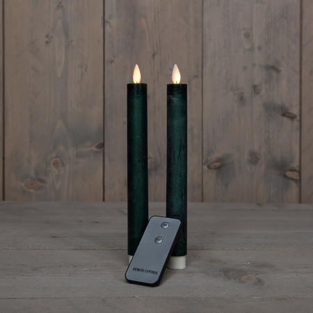Candle set 2x pcs Led candles dark green with remote control 23 cm