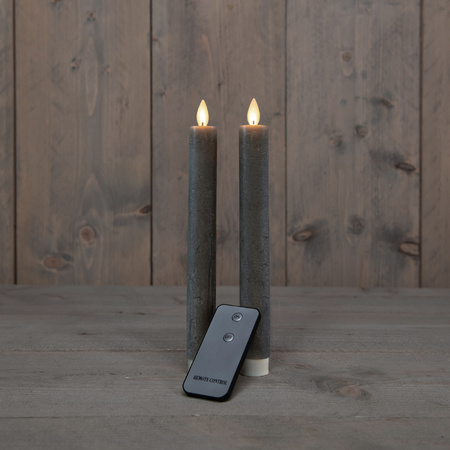 Candle set 2x pcs Led candles grey with remote control 23 cm