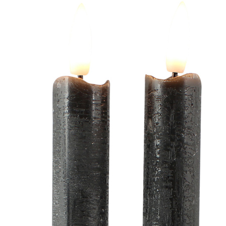 Magic Flame LED dinerkaarsen - 2x st- antraciet grijs- 25,5 cm
