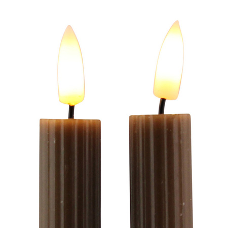 Magic Flame LED dinerkaarsen - 2x st - bruin - 25,5 cm