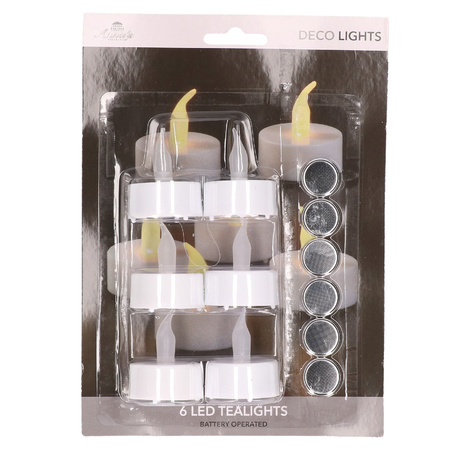 LED waxinelichtjes gele vlam 6x stuks