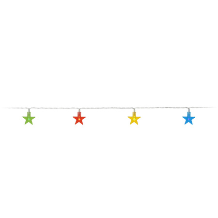 2x pieces Party lightropes with 10 colored star lights 100 cm on batteries