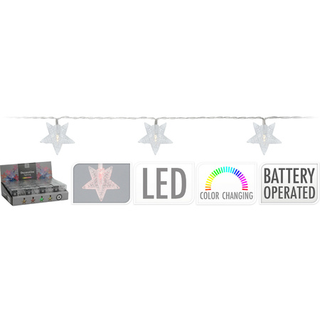 2x pieces Party lightropes with 10 white star lights 100 cm on batteries