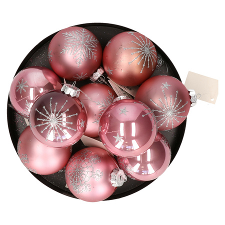 Othmar Decorations Kerstballen - 12x- poederroze - 7.5 cm