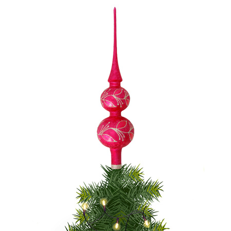 Krebs luxe kerstboom piek - rood ijslak - 30 cm - glas