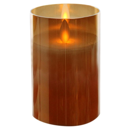 Luxury LED candle golden glass flickering 12,5 cm