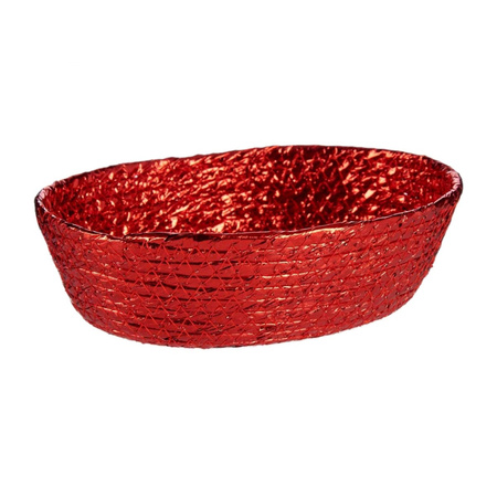 Metallic red seagrass storage or bread baskets 24 x 19 x 8 cm