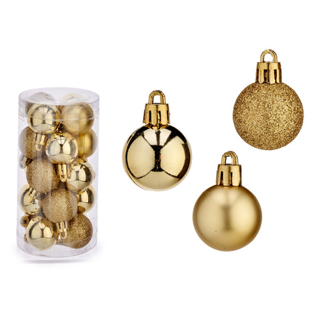 Mini christmas baubles - 20x pcs - gold - 3 cm - plastic