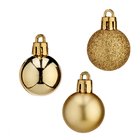 Arte R mini kerstballen - 20x stuks - goud - kunststof - 3 cm