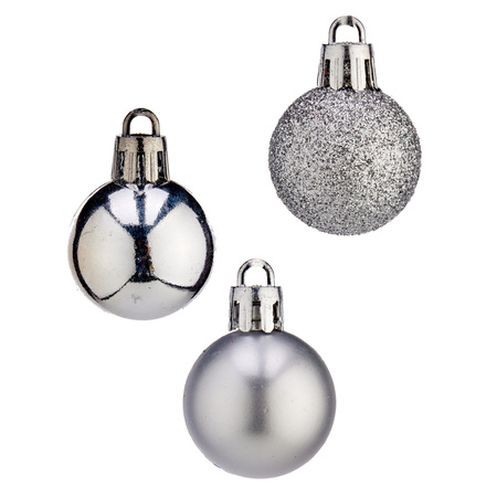 Arte R mini kerstballen - 20x stuks - zilver - kunststof - 3 cm