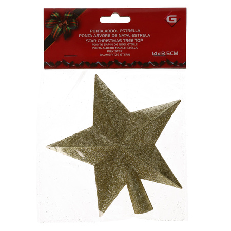 Christmas tree mini topper for small trees gold 14 cm with glitters