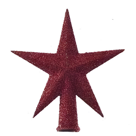 Mini kerstboompiek rood glitter 12 cm