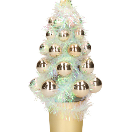 Mini artificial christmas tree gold with baubles 19 cm