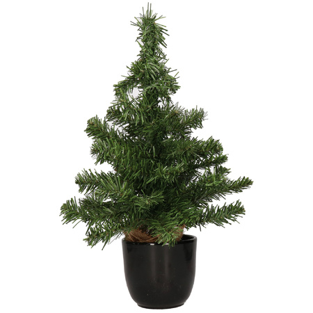 Mini kunstboom/kunst kerstboom groen 45 cm met zwarte pot