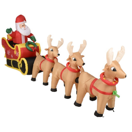 Inflatable santa with slide and reindeers decoration with light 340 cm