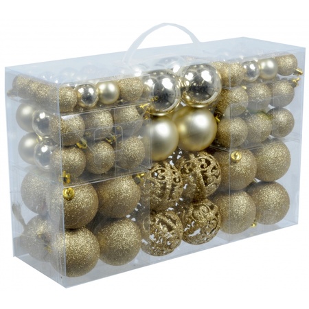 Set van 100x voordelige gouden kerstballen 3, 4 en 6 cm