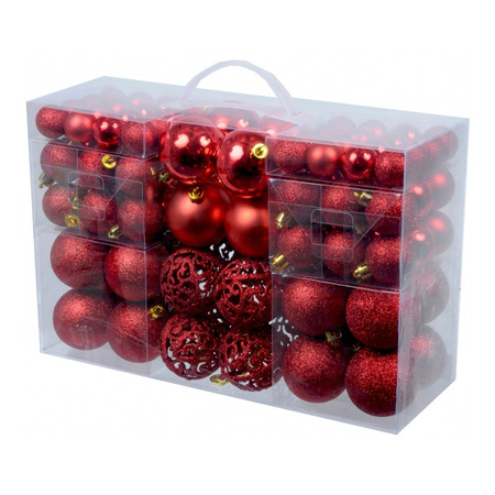 Kerstballen pakket met 100 rode voordelige kerstballen