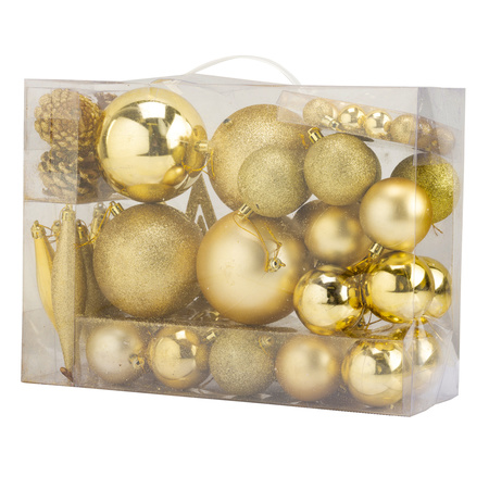 Cosy & Trendy Kerstballen - 53-delig - goud - ornamenten en piek