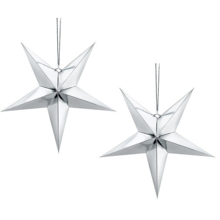 Pack of 10x pieces silver stars 30 cm Christmas decoration