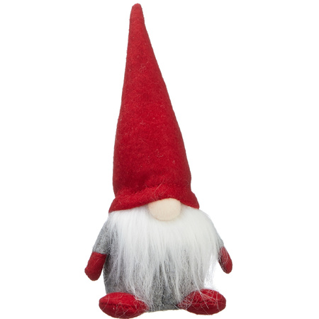 Pluche gnome/dwerg decoratie pop/knuffel met rode muts 18 cm