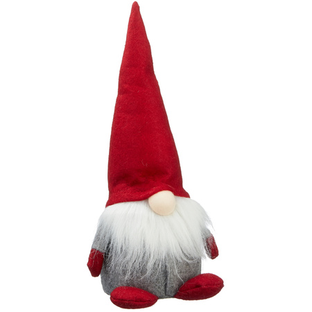 Pluche gnome/dwerg decoratie pop/knuffel met rode muts 30 cm