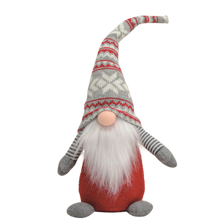 Pluche gnome/dwerg decoratie pop/knuffel rood/grijs mannetje 45 cm