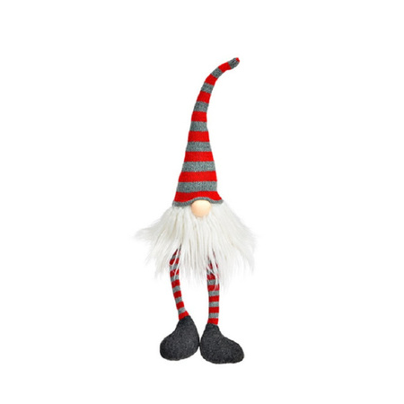 Pluche gnome/dwerg decoratie pop/knuffel wit/rood/grijs 6 x 8 x 50 cm