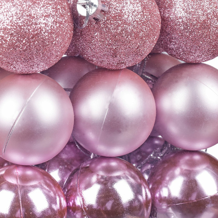 Relaxdays kerstballen - 100x st - roze - 3, 4 en 6 cm - kunststof
