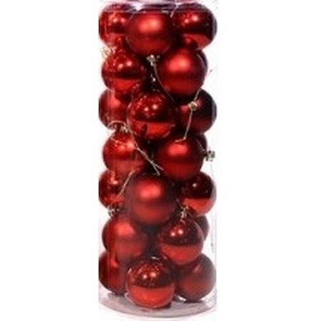 Rode voordelige  kerstballen rood  28 stuks 6 cm