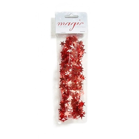 Rode spiraal slinger met sterren 750cm kerstboom versieringen