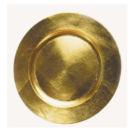 Round candle charger plate/platter gold 33 cm