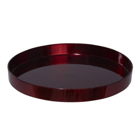 Round plastic tray/edge red D27 cm