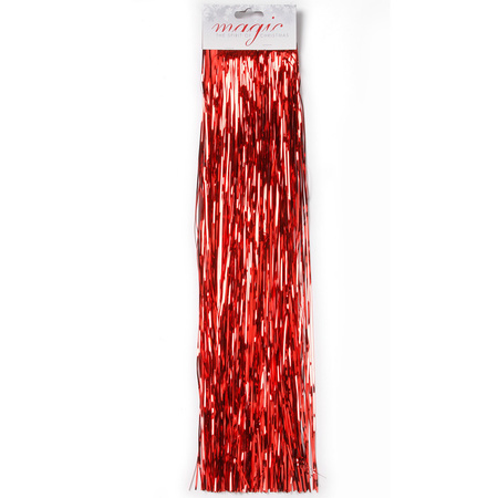 Rode kerstboom versiering lametta haar 50 cm